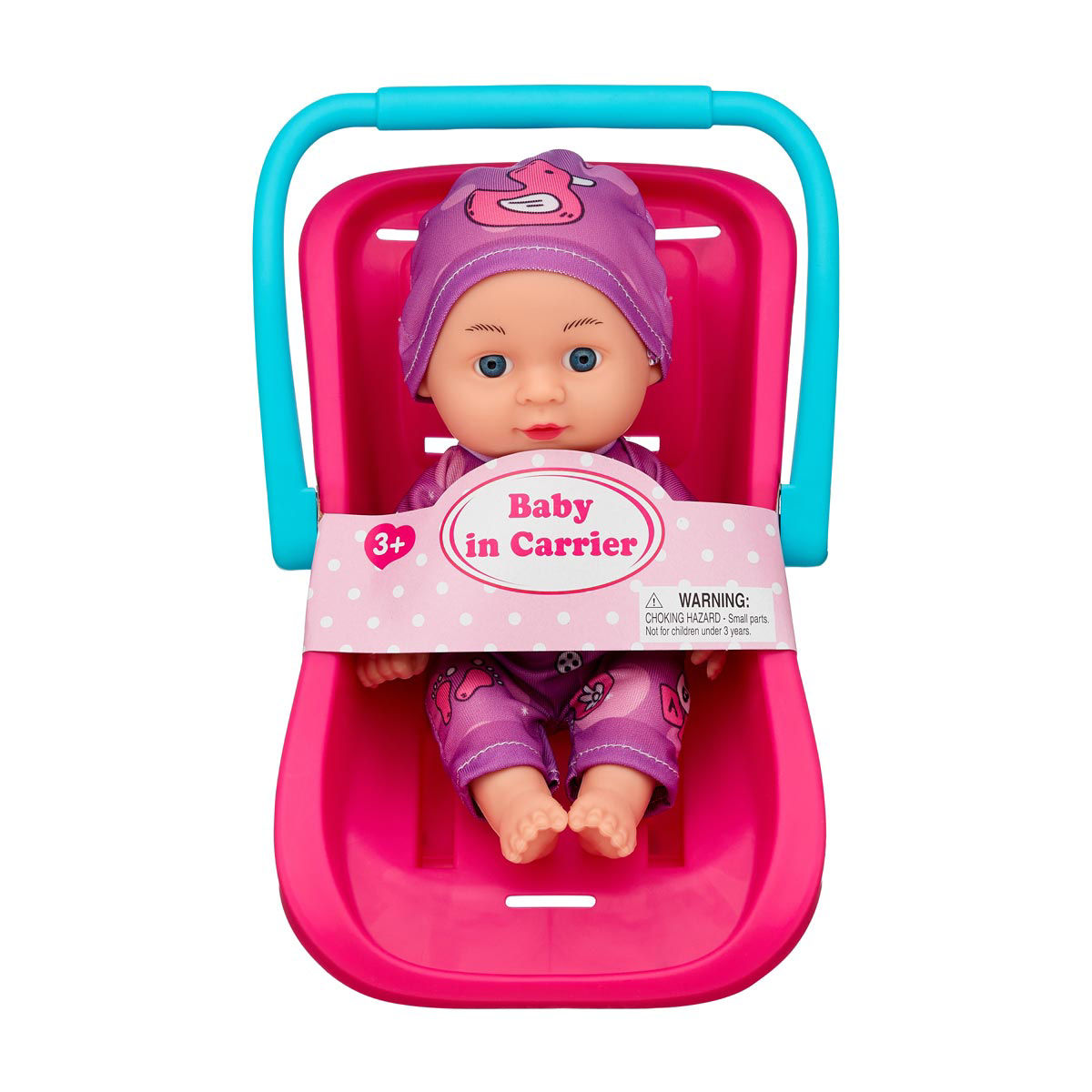 Baby Doll in Pink Carrier Kids Toy, 3 Assorted Styles