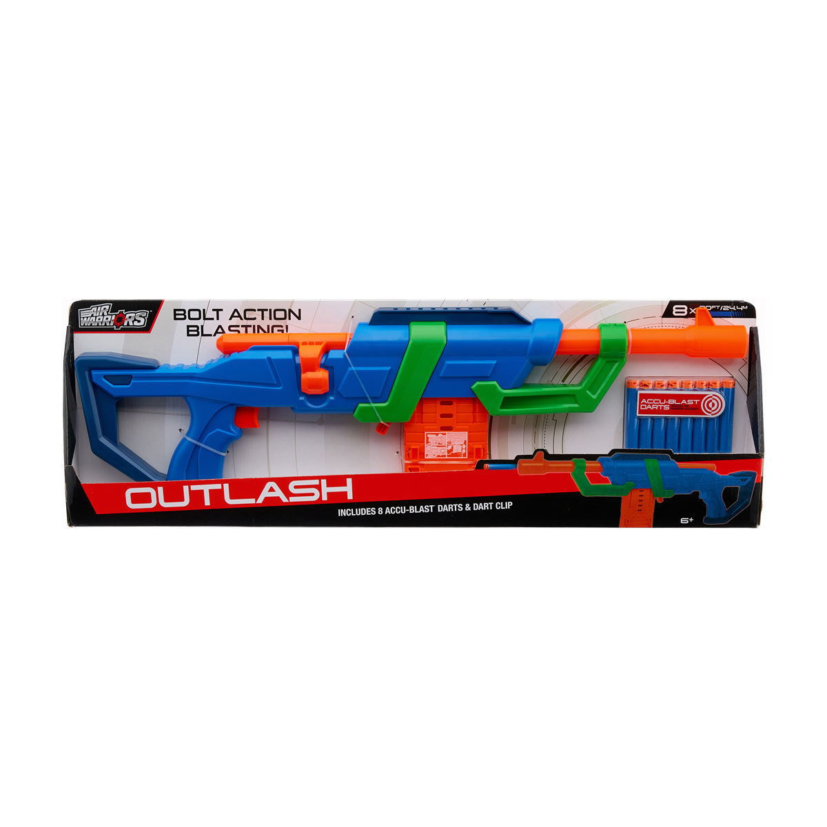 Air Warriors Outlash Bolt Action Blaster, 8 Darts