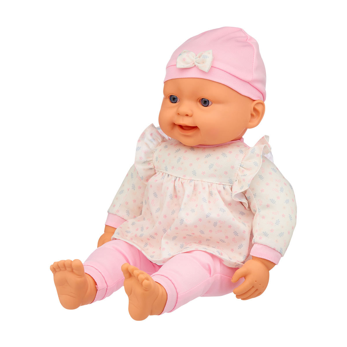 Cute Baby Doll in White and Pink Outfit