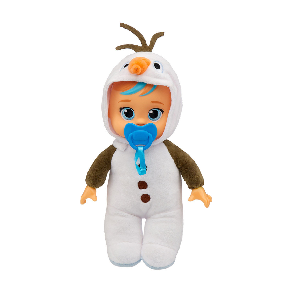 Cute Baby Doll in Olaf Outfit with Pacifier