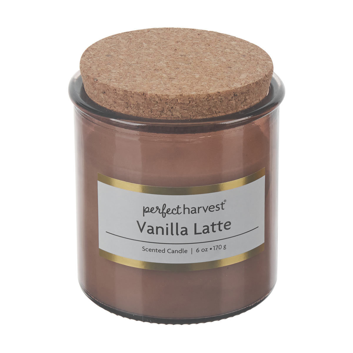 Perfect Harvest Vanilla Latte Scented Jar Candle with Cork Lid, 6 oz