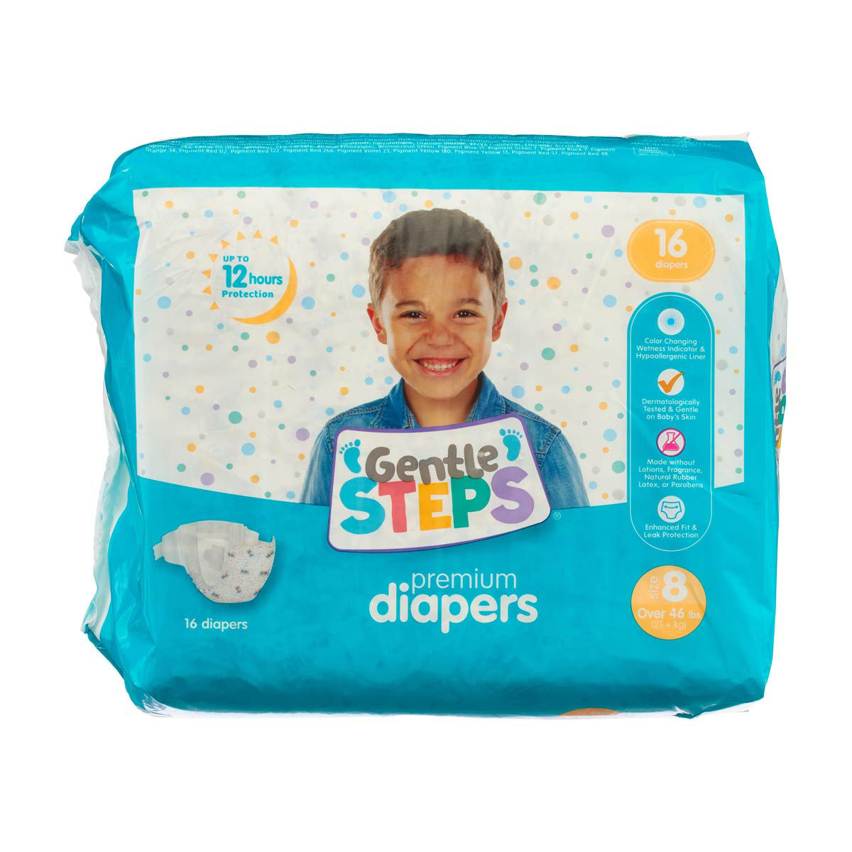 Gentle Steps Premium Diapers, Size 8, Over 46 lb, 16 ct