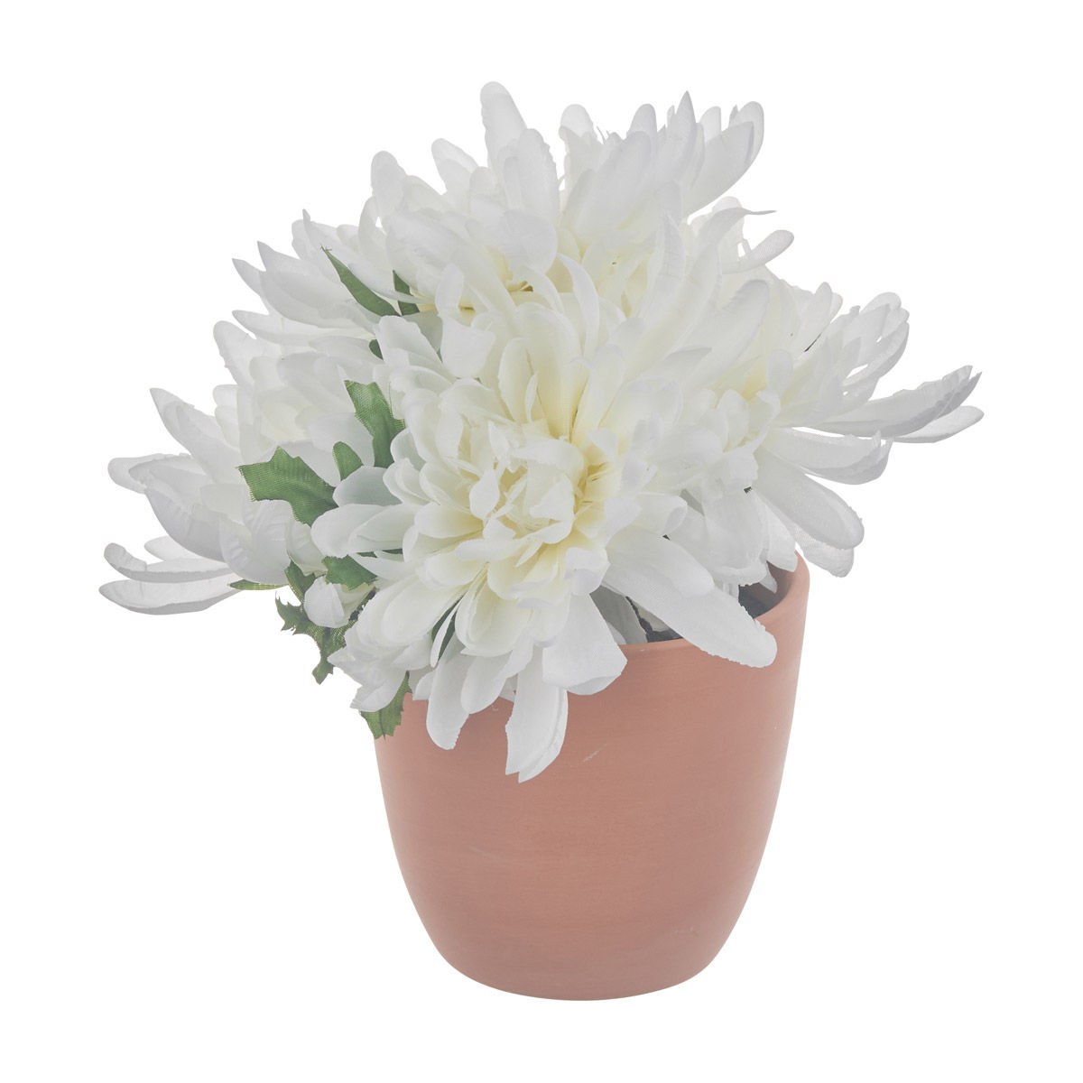 Harvest Halloween Artificial White Floral Arrangement with Terracotta Vase