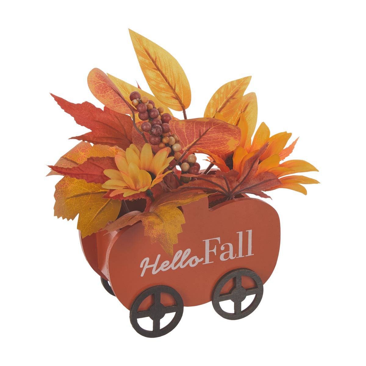 Harvest Halloween Artificial Floral Arrangement in Orange Wagon Décor