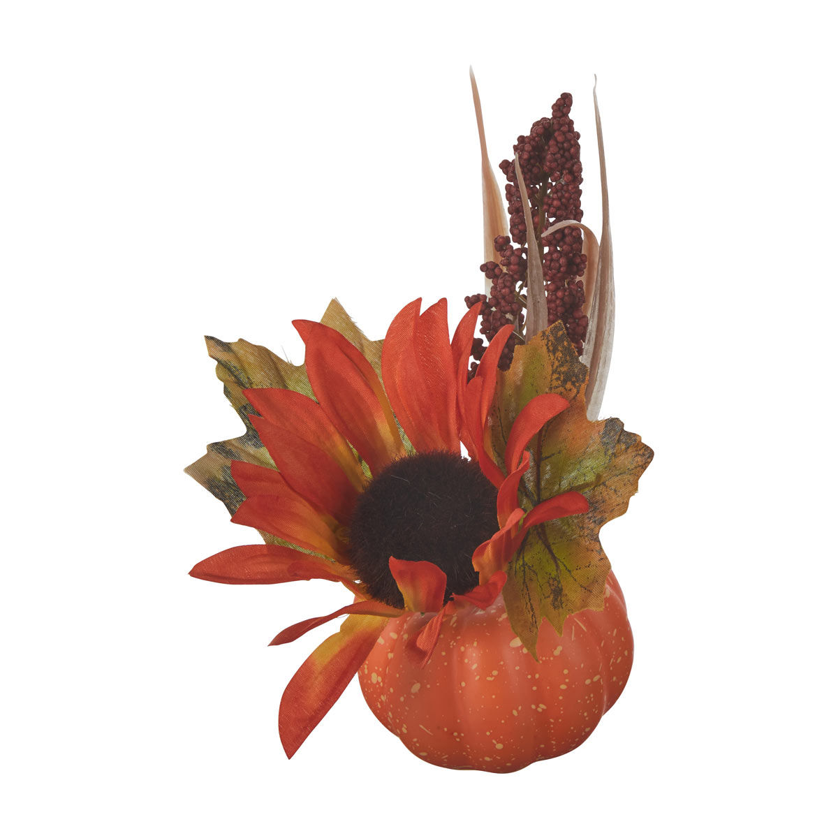 Harvest Halloween Floral Arrangement with Orange Pumpkin Shaped Vase