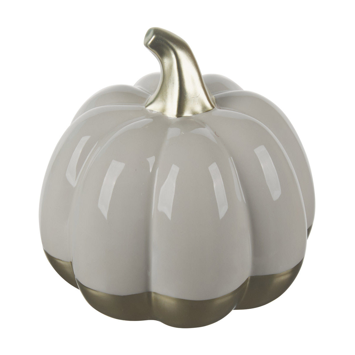 Harvest Halloween White Dolomite Pumpkin Shaped Décor, Large