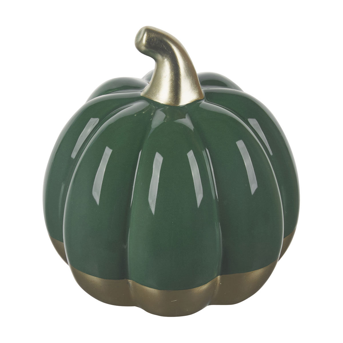 Harvest Halloween Green Dolomite Pumpkin Shaped Décor, Small