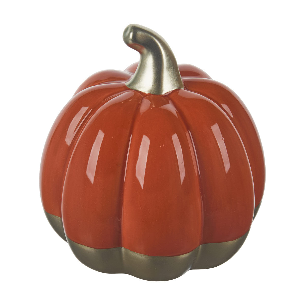 Harvest Halloween Orange Dolomite Pumpkin Shaped Décor, Small