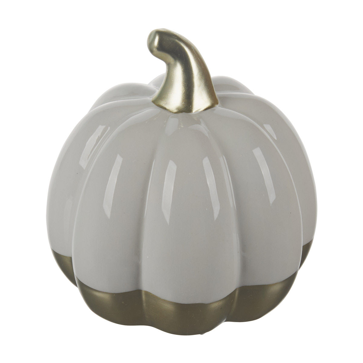 Harvest Halloween White Dolomite Pumpkin Shaped Décor, Small