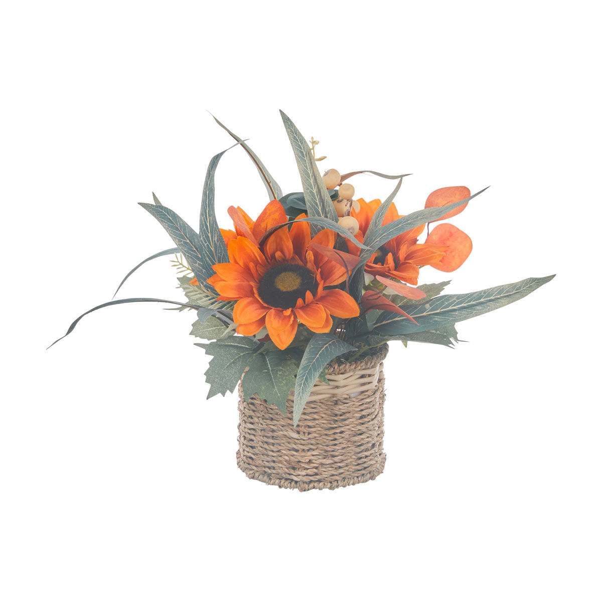 Harvest Halloween Orange Artificial Seagrass Arrangement Pot Décor