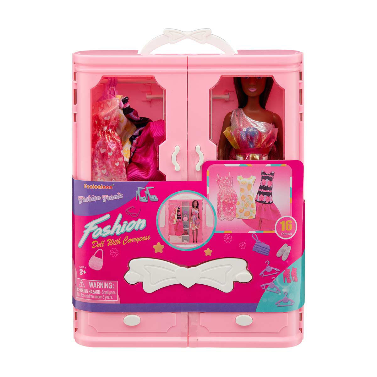 Fenicalcan Fashion Friends Fashion Doll with Carrycase Playset, 16 Pieces