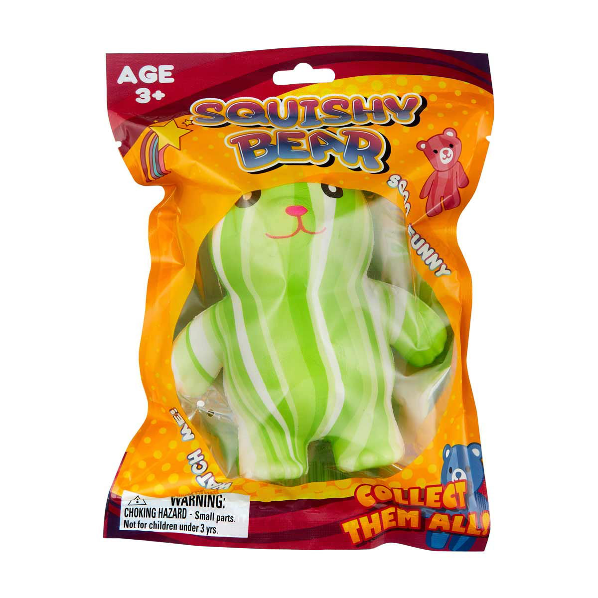 Squishy Bear Stress Relief Squeeze Toy, 4 Assorted Colors
