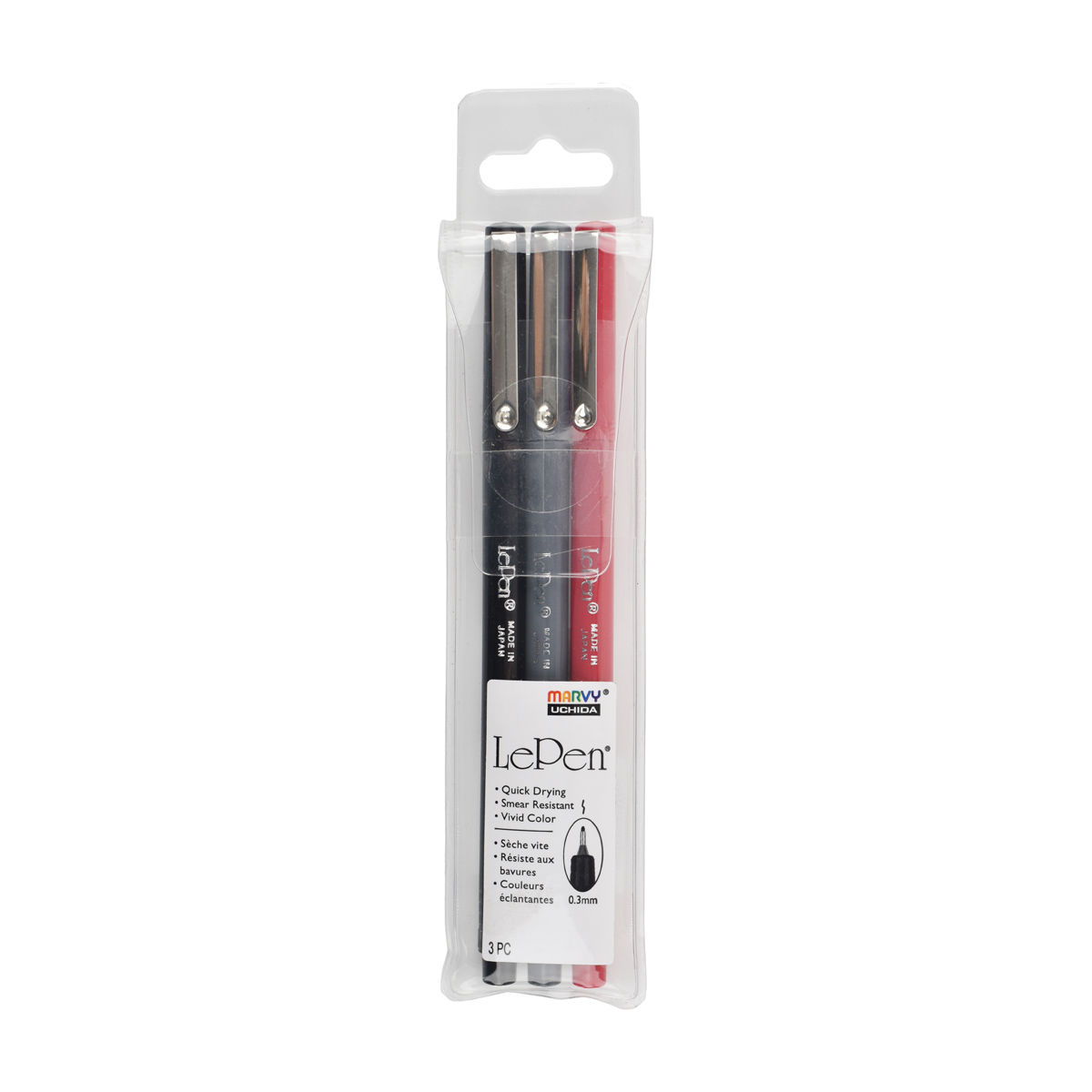 Marvy Uchida LePen Quick Drying Dark Ink Pen, 3 ct