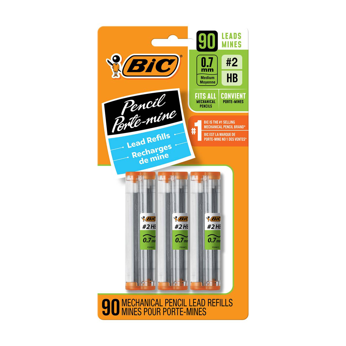 BIC Mechanical Pencil Lead Refills, 0.7 mm, HB #2, 90 ct