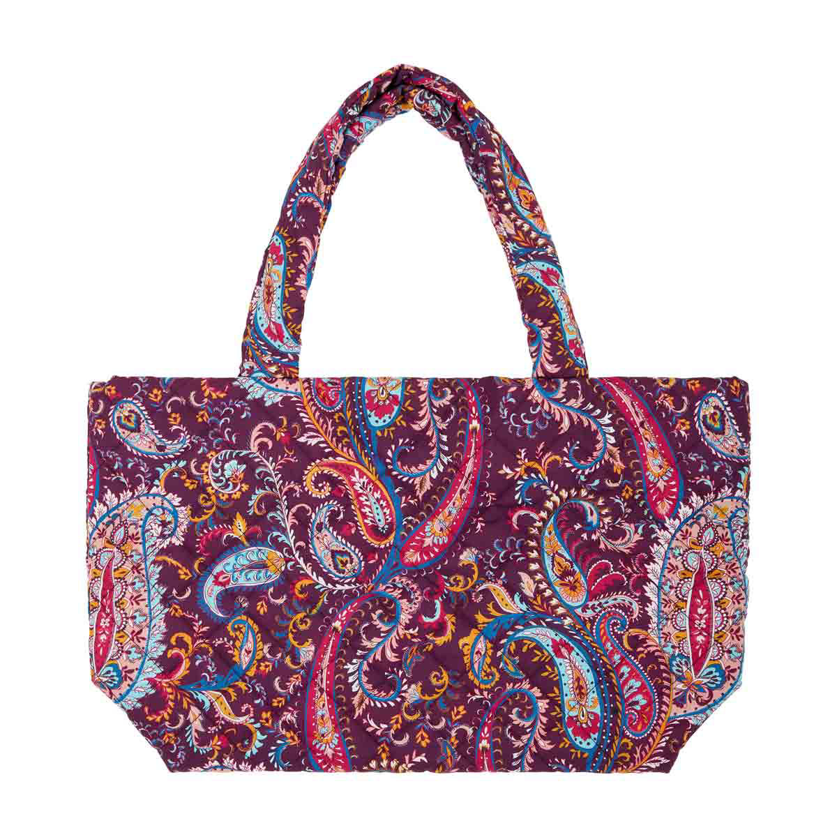 Purple Printed Quilted Tote Bag