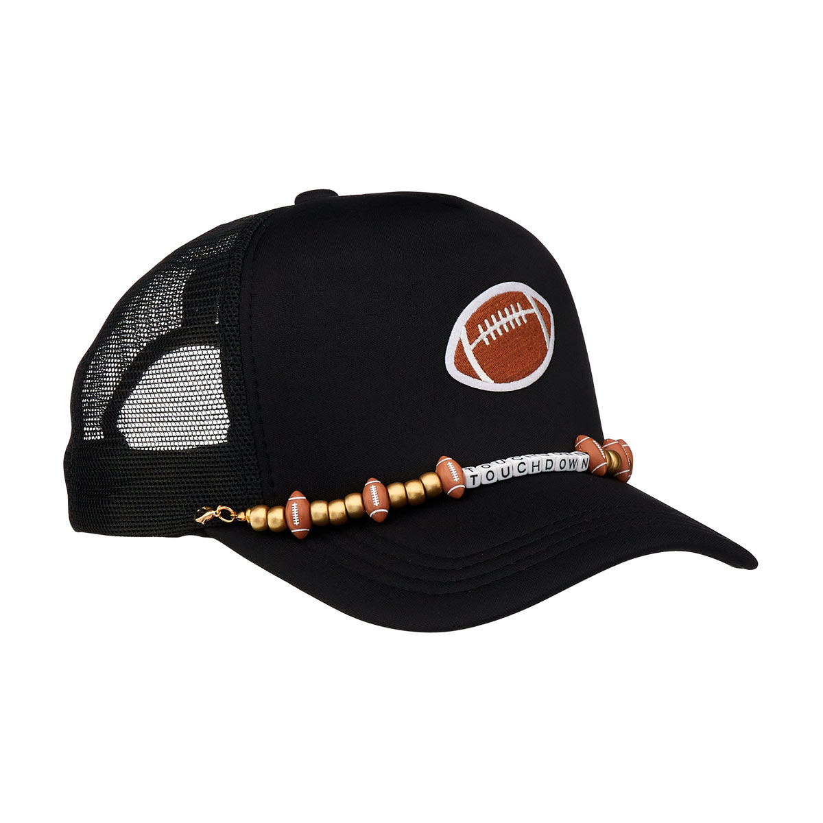 Sporty Football Theme Black Baseball Hat