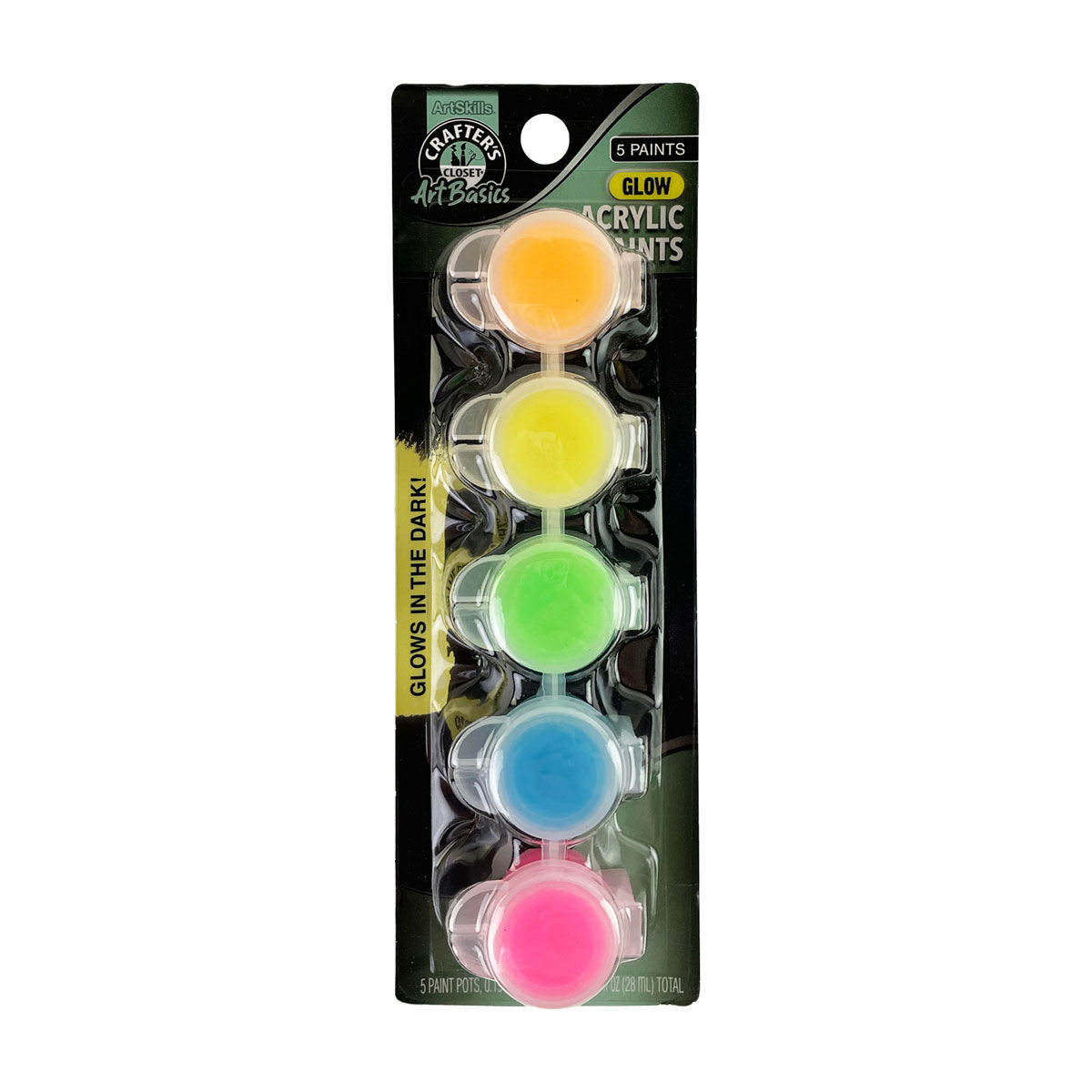 ArtSkills Crafter's Closet Glow in the Dark Acrylic Paint Pots, 5 ct