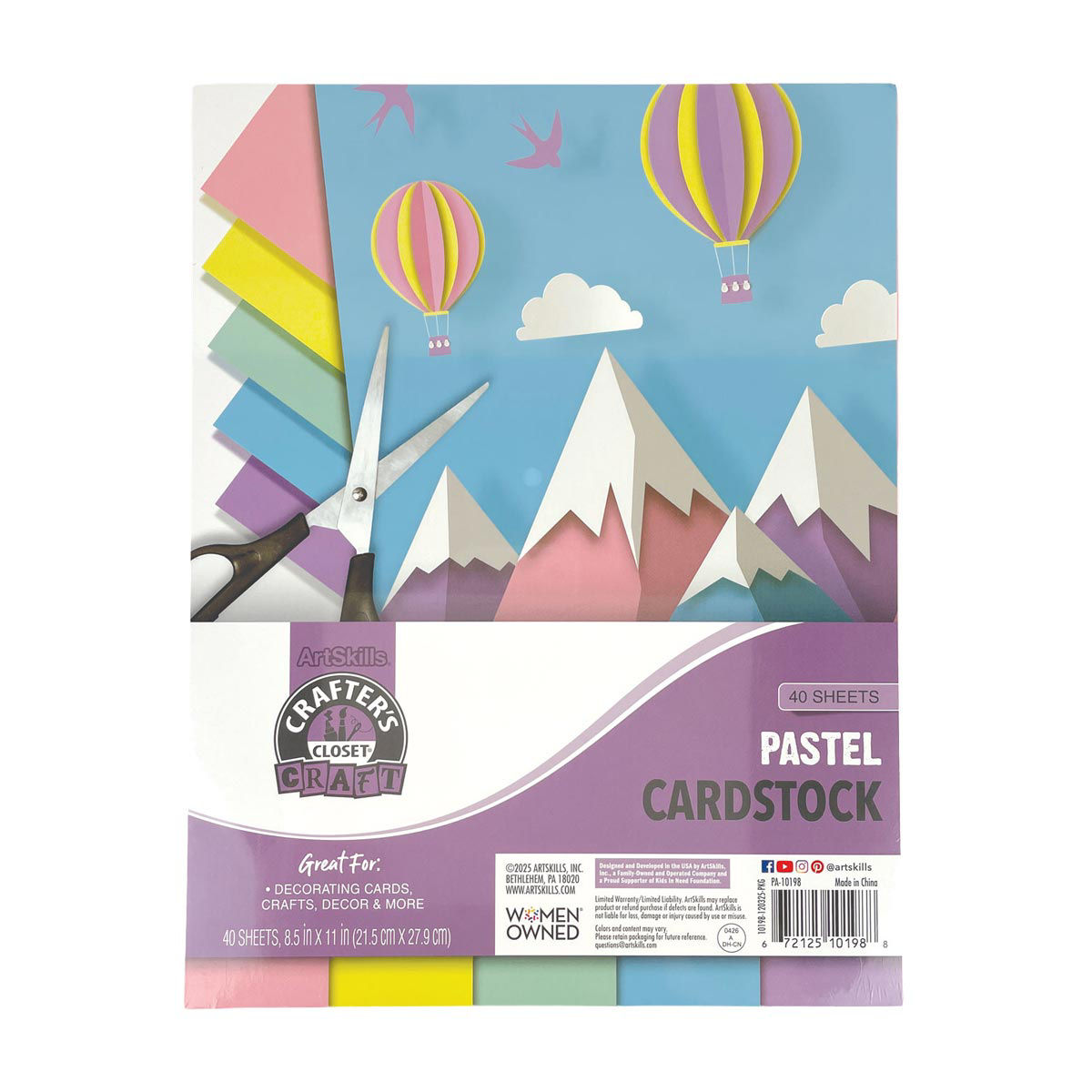 ArtSkills Crafter's Closet Pastel Cardstock, 8.5x11 in, 40 ct