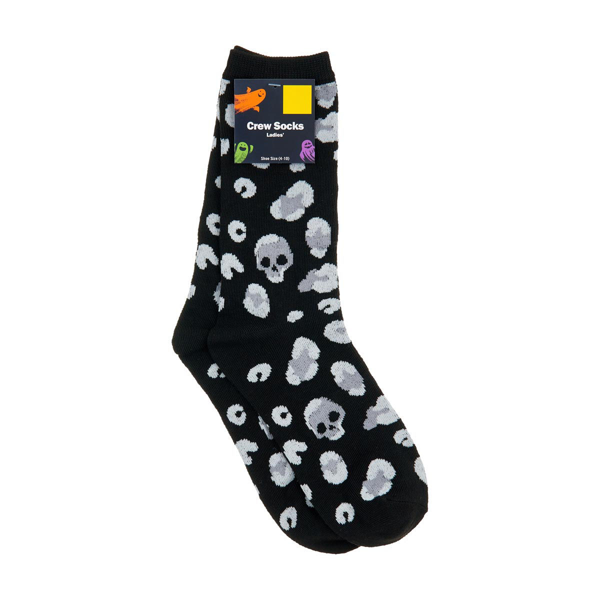 Halloween-Ladies'-Skull-Bone-Crew-Socks