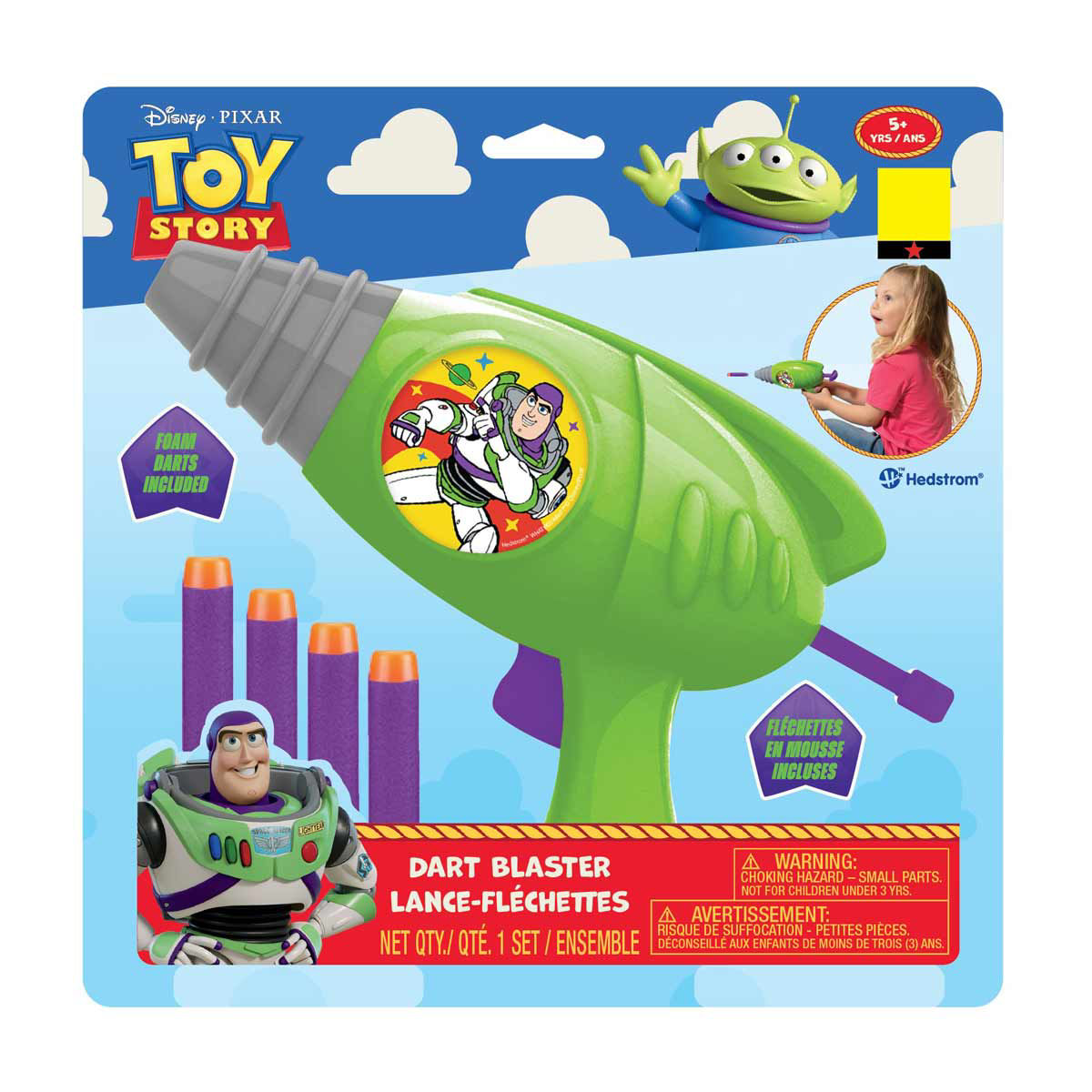 Disney Pixar Toy Story Buzz Lightyear Green Foam Dart Blaster Gun Set