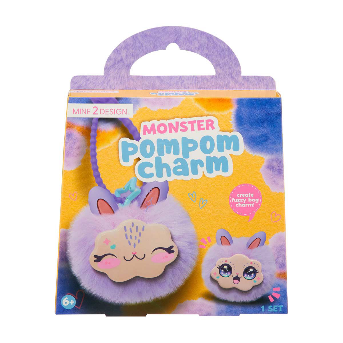 Mine 2 Design Purple Monster Pompom Charm DIY Bag Charm Kit