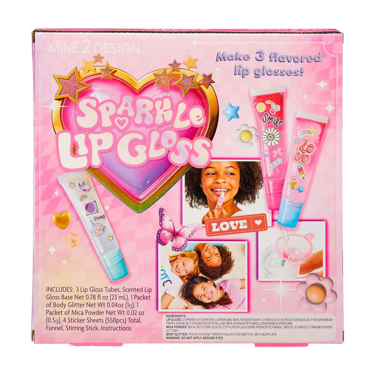 Mine 2 Design Sparkle Lip Gloss DIY Makeup Kit, 3 pc