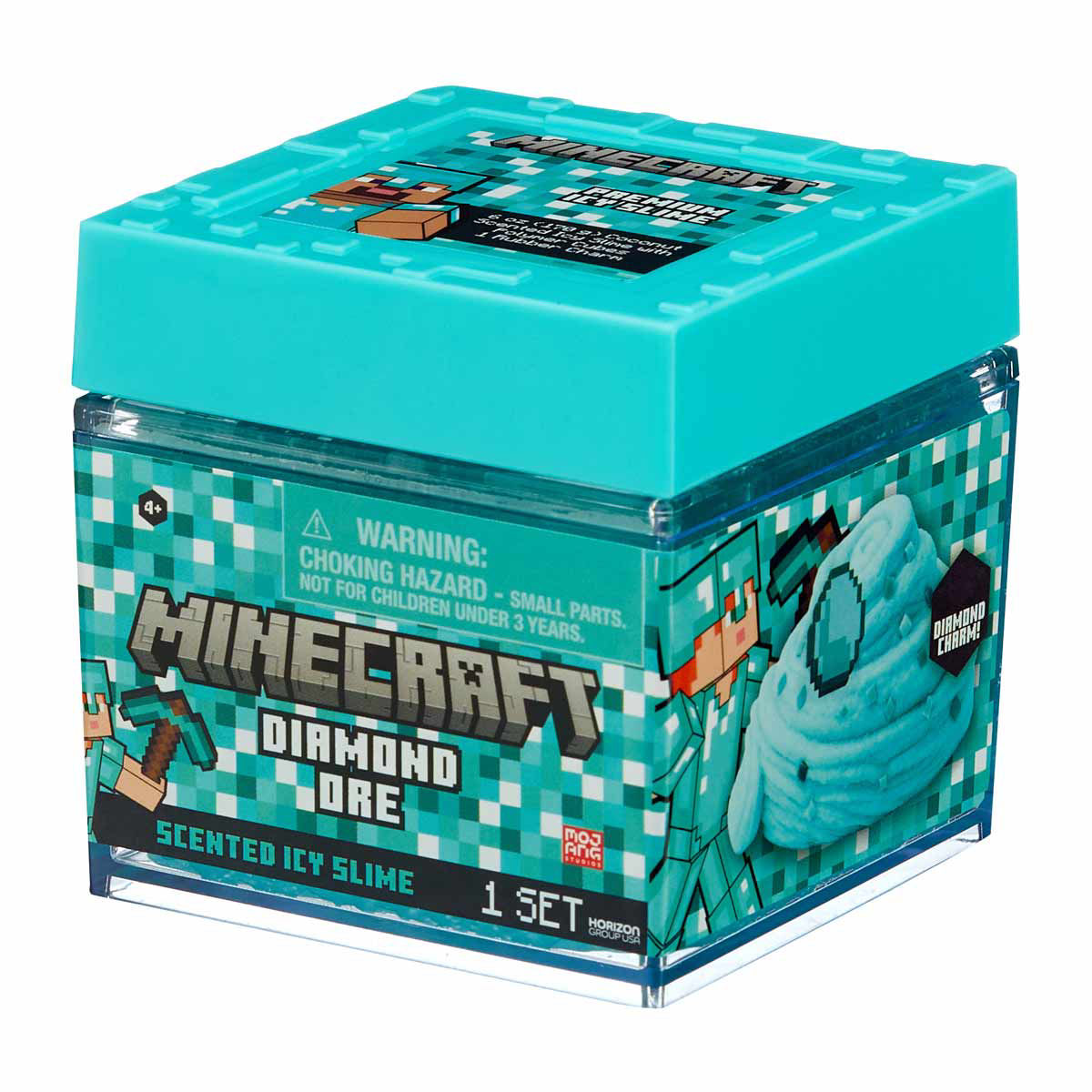 Minecraft Diamond Ore Coconut Scented Icy Slime with Charm, 6 oz