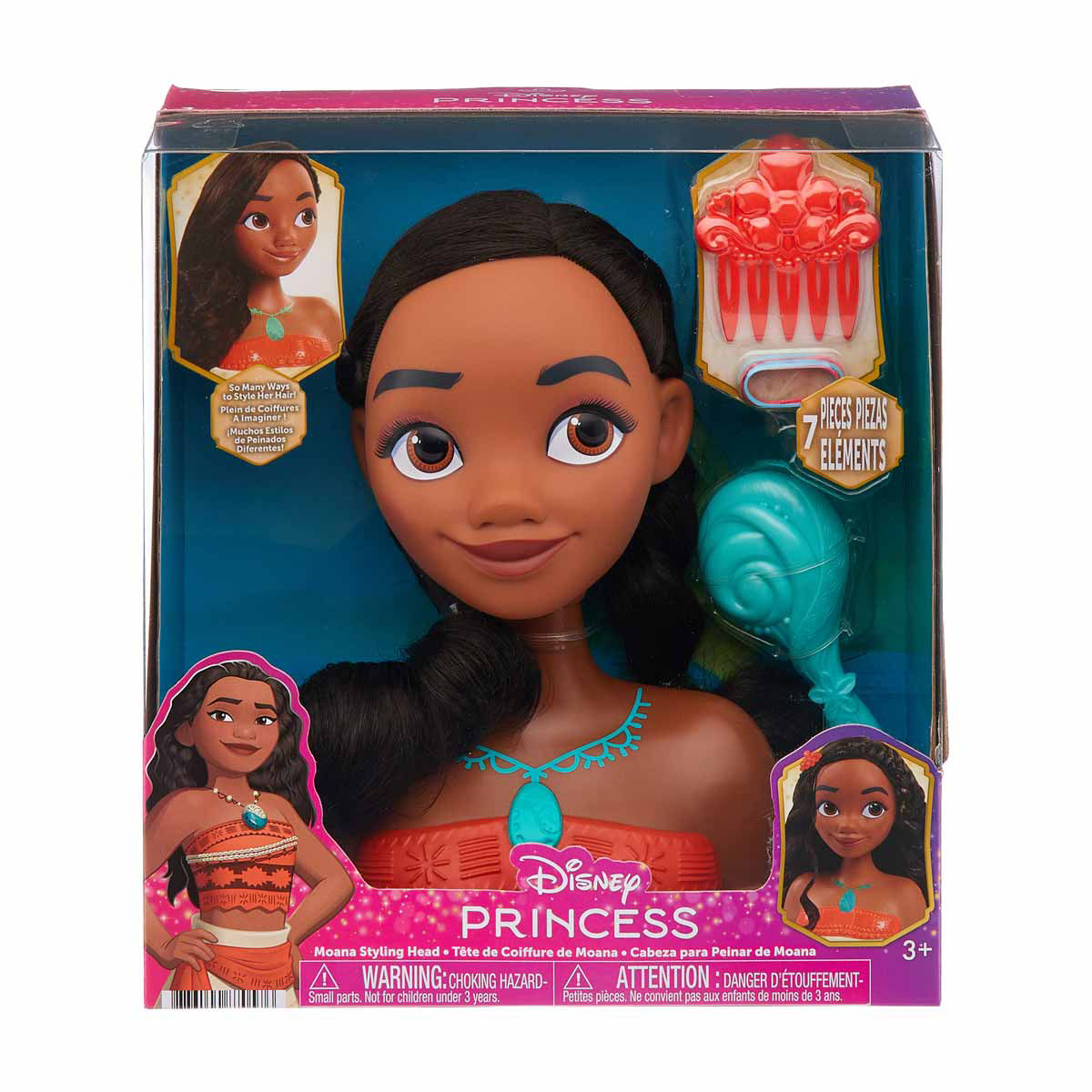 Disney Princess Moana Styling Head Playset, 7 Pieces