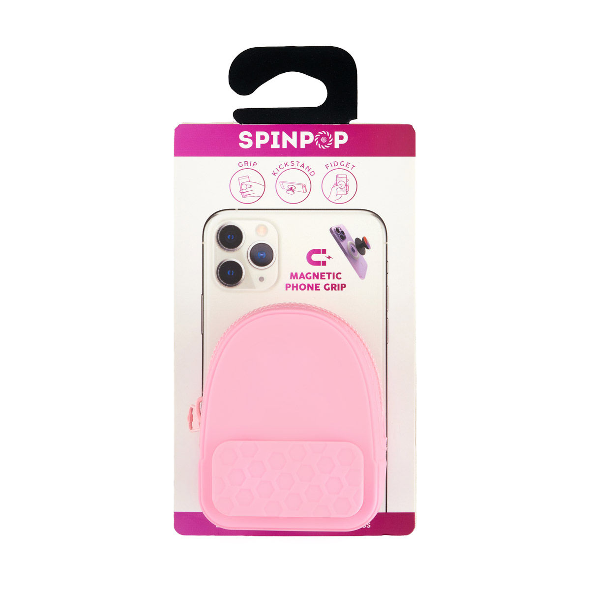 SpinPop Pink Magnetic Phone Grip Mini Backpack Wallet