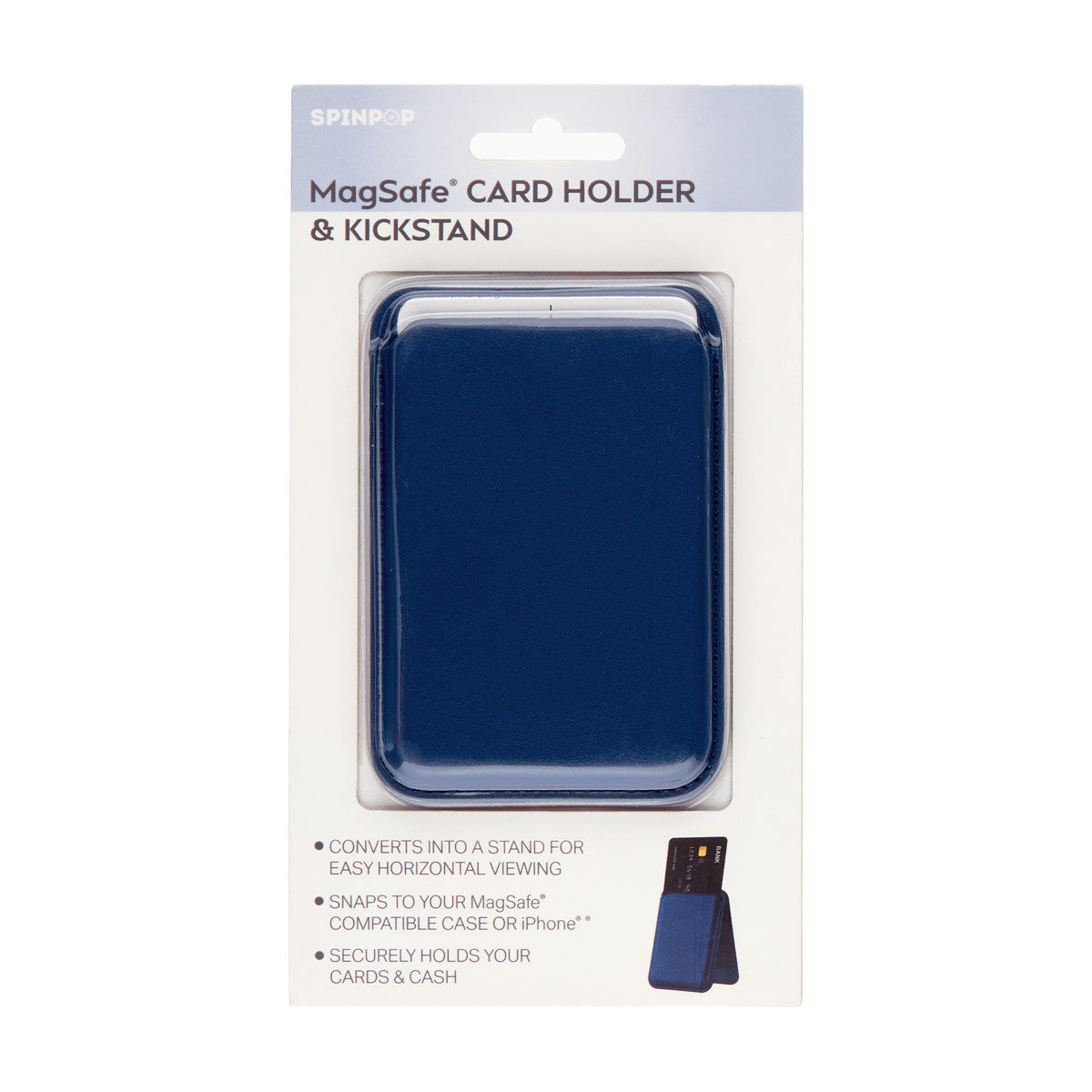 Spinpop Navy Blue MagSafe Card Holder & Kickstand