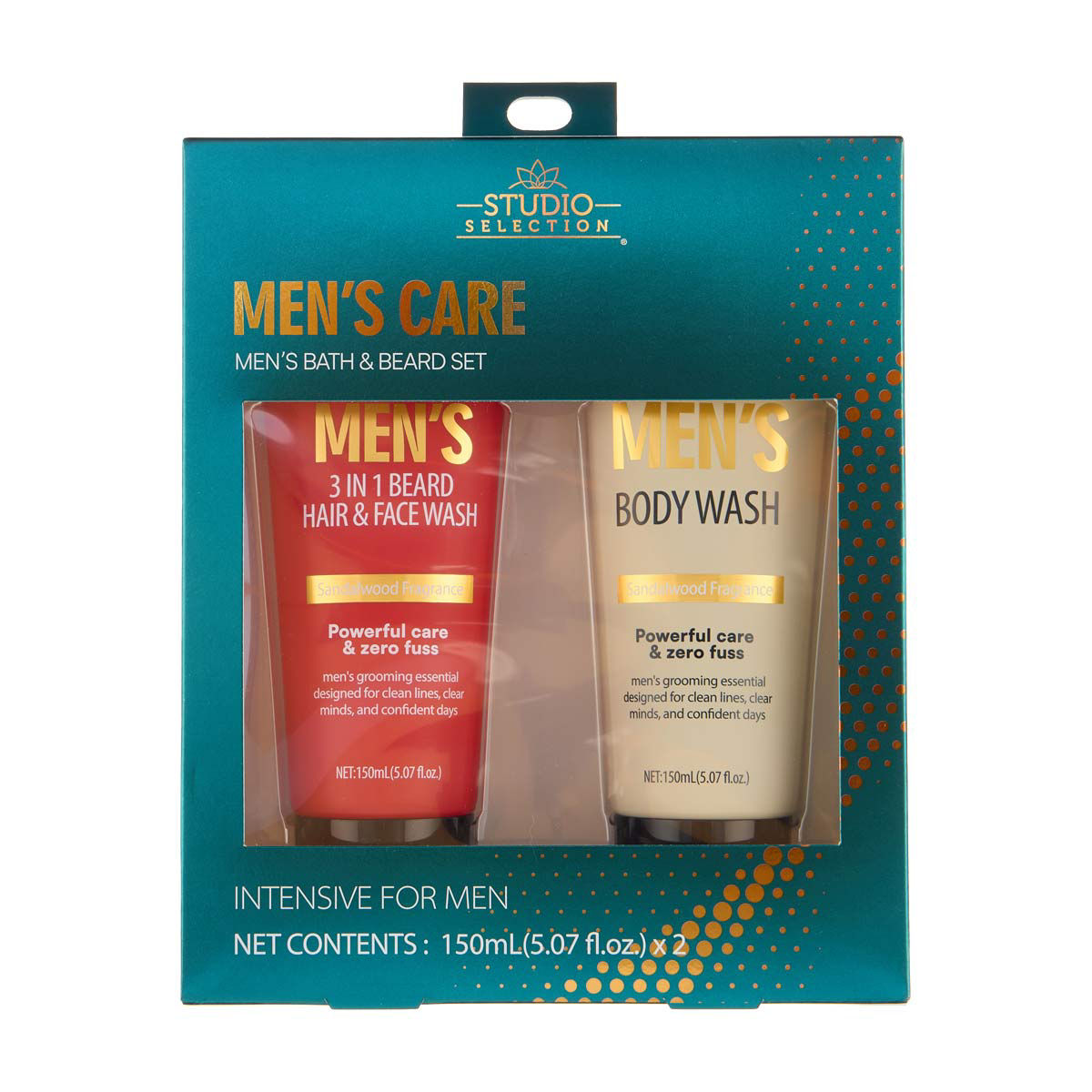 Studio Selection Men's Care Bath & Beard Set, 10.14 fl oz