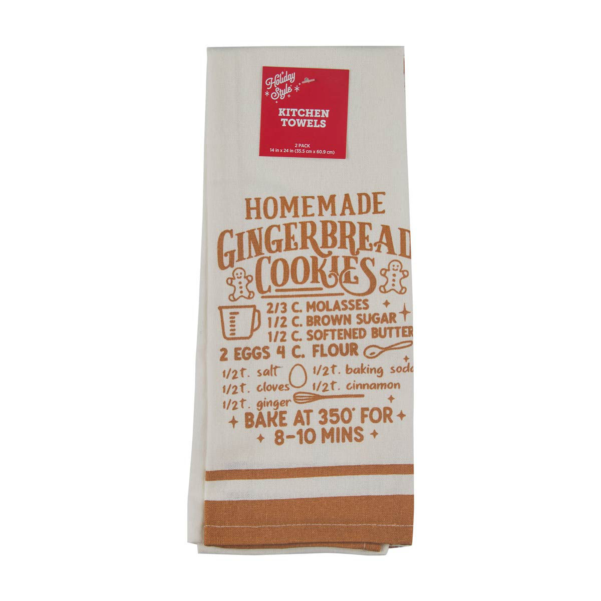 Holiday Style Christmas 'Homemade Gingerbread Cookies' Kitchen Towel, 14x24 in,
