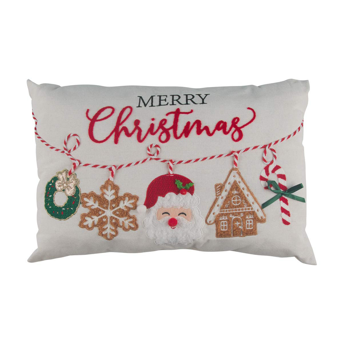 Christmas Merry Christmas Embroidered Decorative Lumbar Pillow, 12x18 in