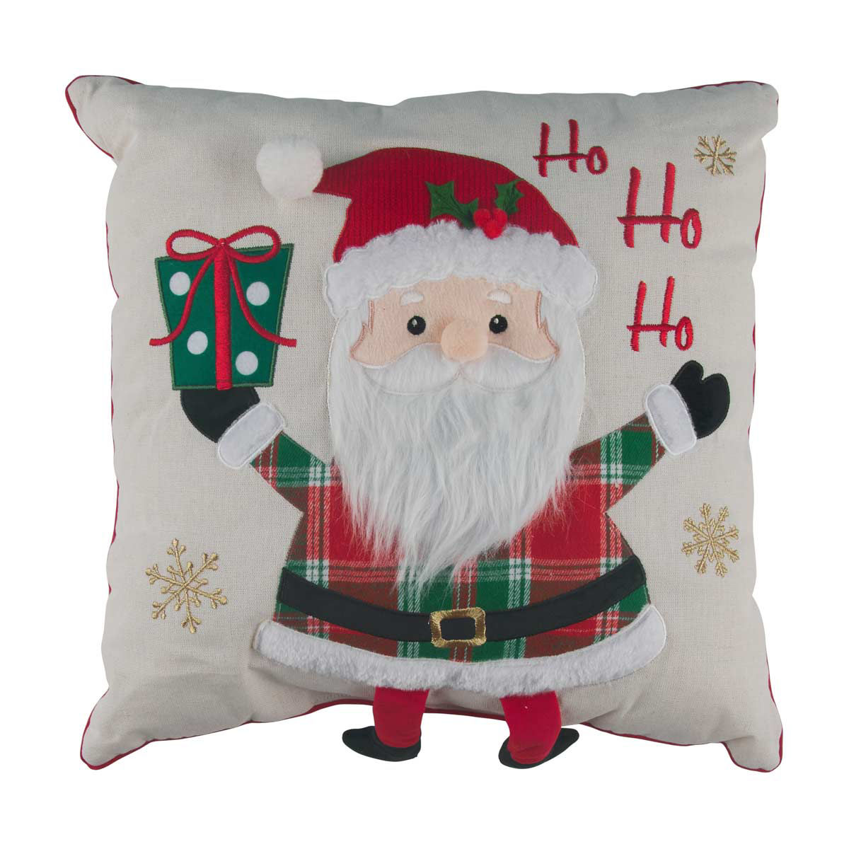 Christmas Embroidered Santa Square Shaped Decorative Toss Pillow