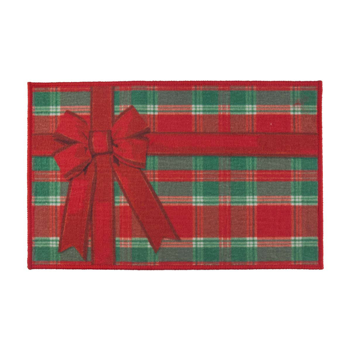 Christmas-Red-Plaid-Bow-Print-Accent-Rug,-17x27-in