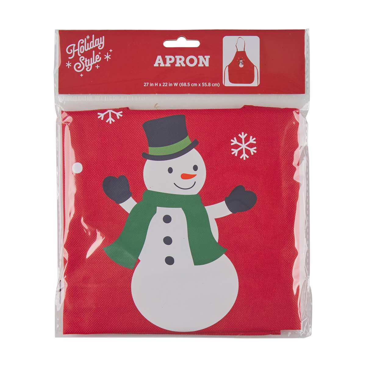 Holiday Style Christmas Red Snowman Print Apron, 27x22 in