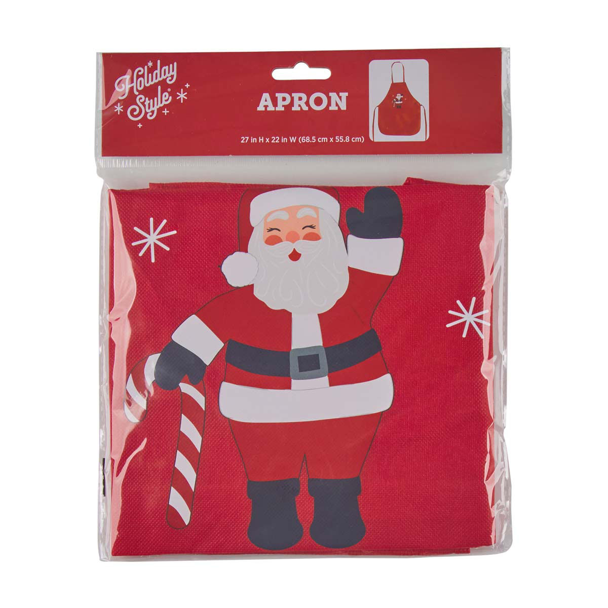 Holiday Style Christmas Red Santa Print Apron, 27x22 in