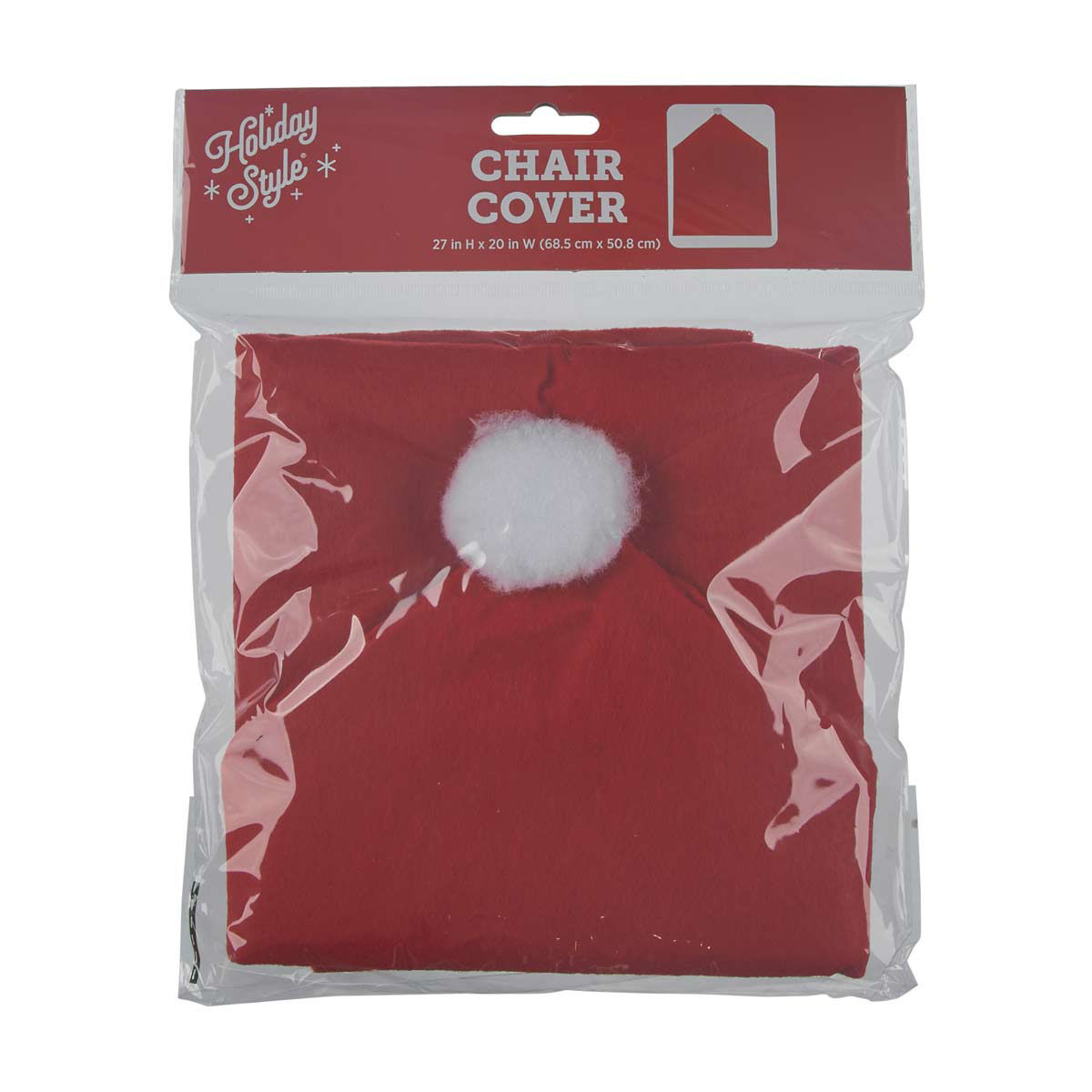 Holiday Style Christmas Red Santa Hat Chair Cover, 27x20 in
