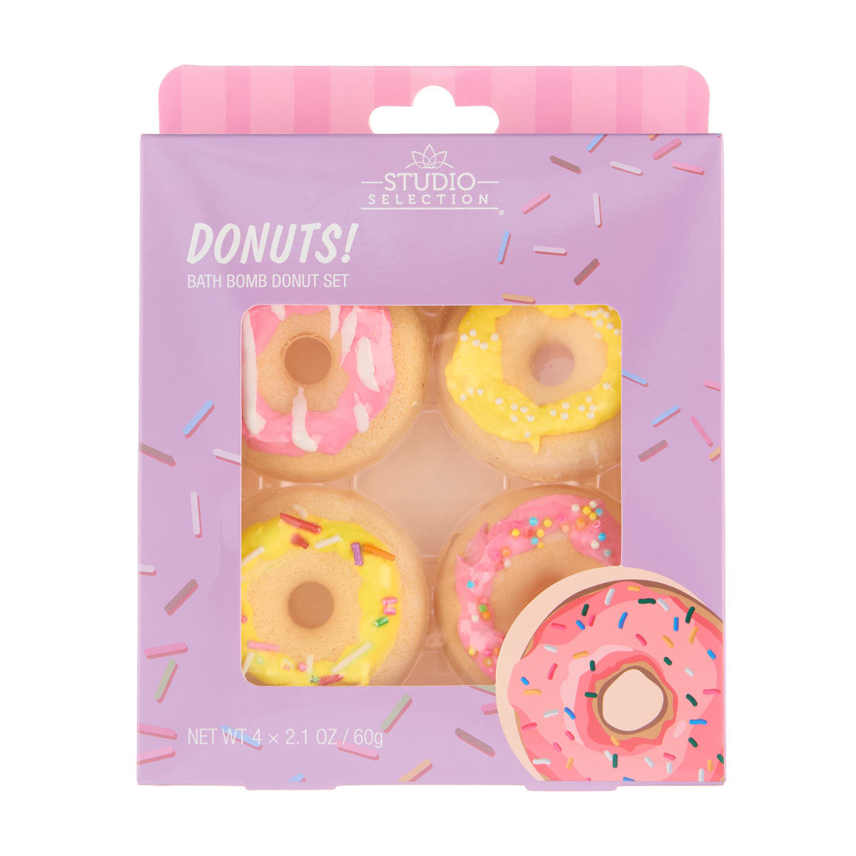 Studio Selection Donut Shaped Bath Bomb Set, 8.4 oz, 4 ct