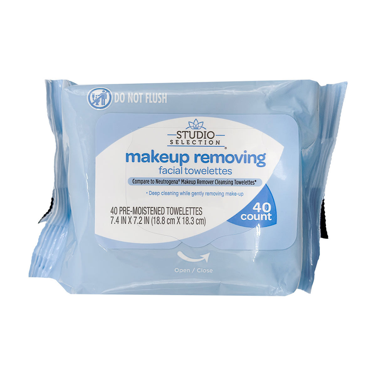Studio Selection Makeup Removing Facial Towelettes, 7.4x7.2 in, 40 ct