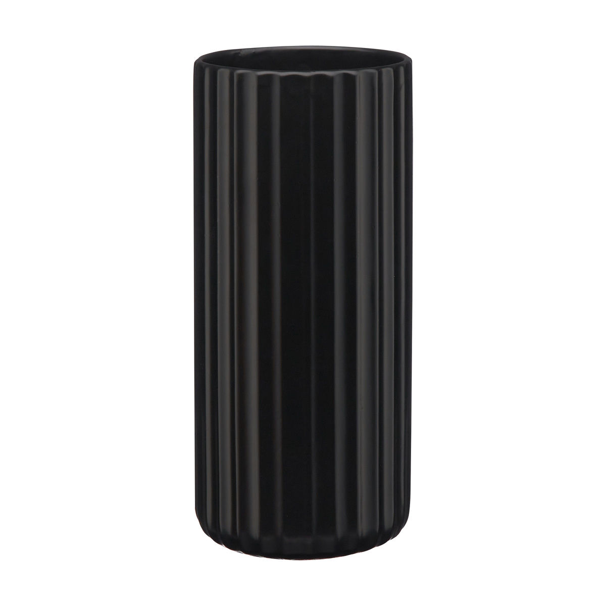 Ribbed Black Ceramic Vase