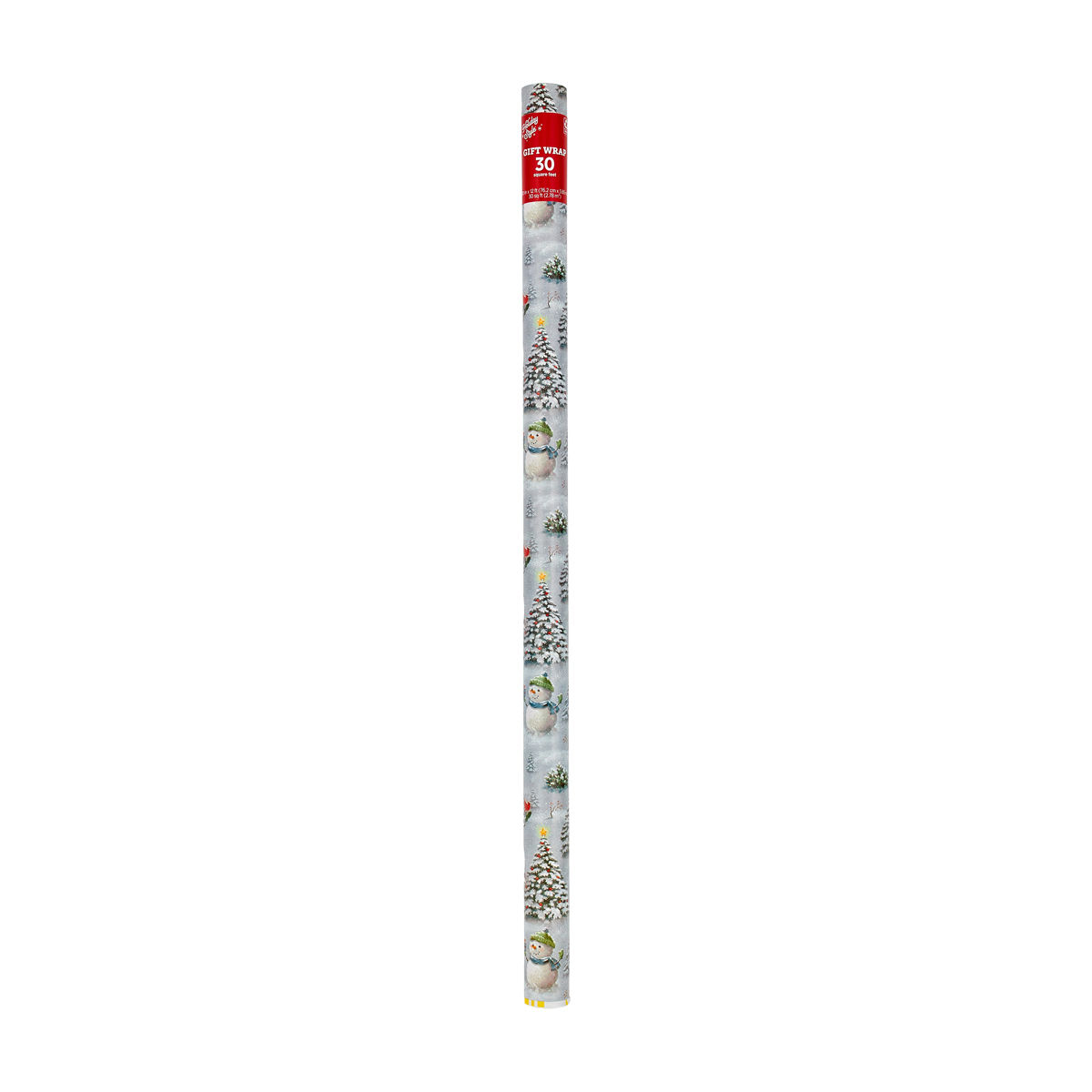 Holiday Style Christmas Multi-Color Traditional Snowman & Tree Gift Wrap, 30 sq