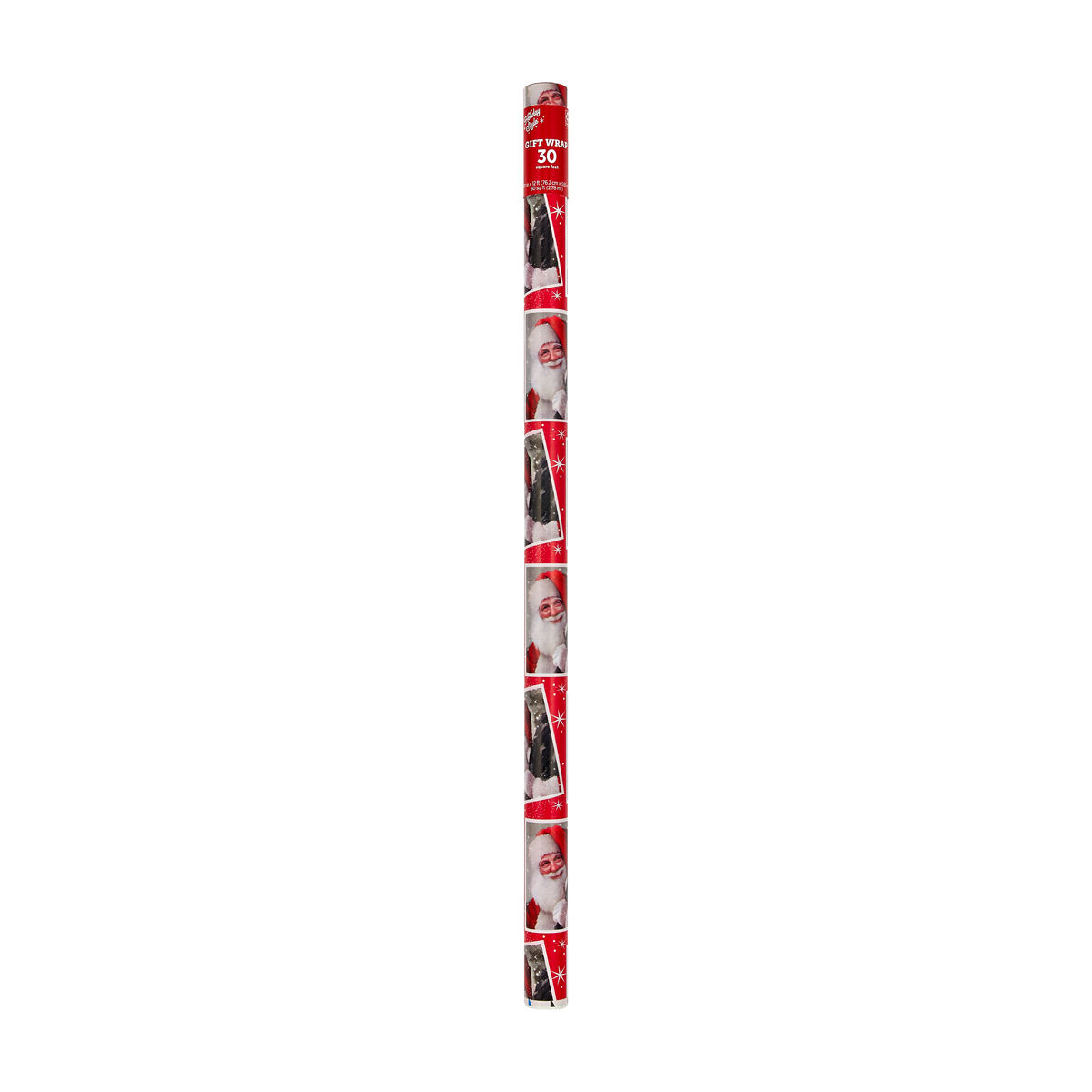 Holiday Style Christmas Red, White & Black Traditional Santa Photo Gift Wrap, 30