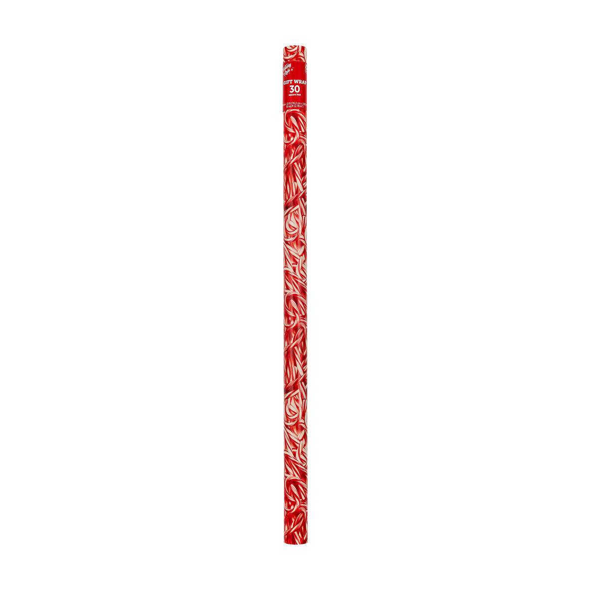 Holiday Style Christmas White & Red Traditional Candy Cane Swirl Gift Wrap, 30 s