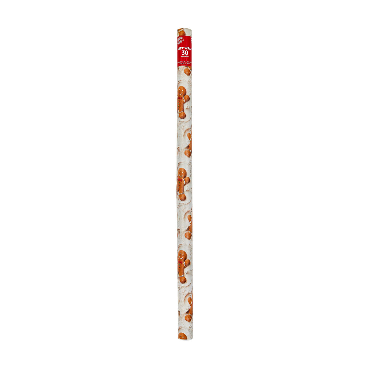 Holiday Style Christmas White & Brown Traditional Gingerbread Man Gift Wrap, 30