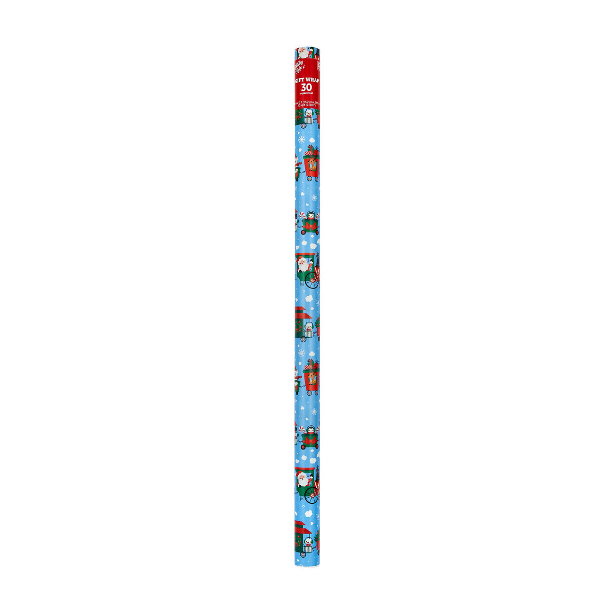 Holiday Style Christmas Multi-Color Whimsical Santa Train Gift Wrap, 30 sq ft