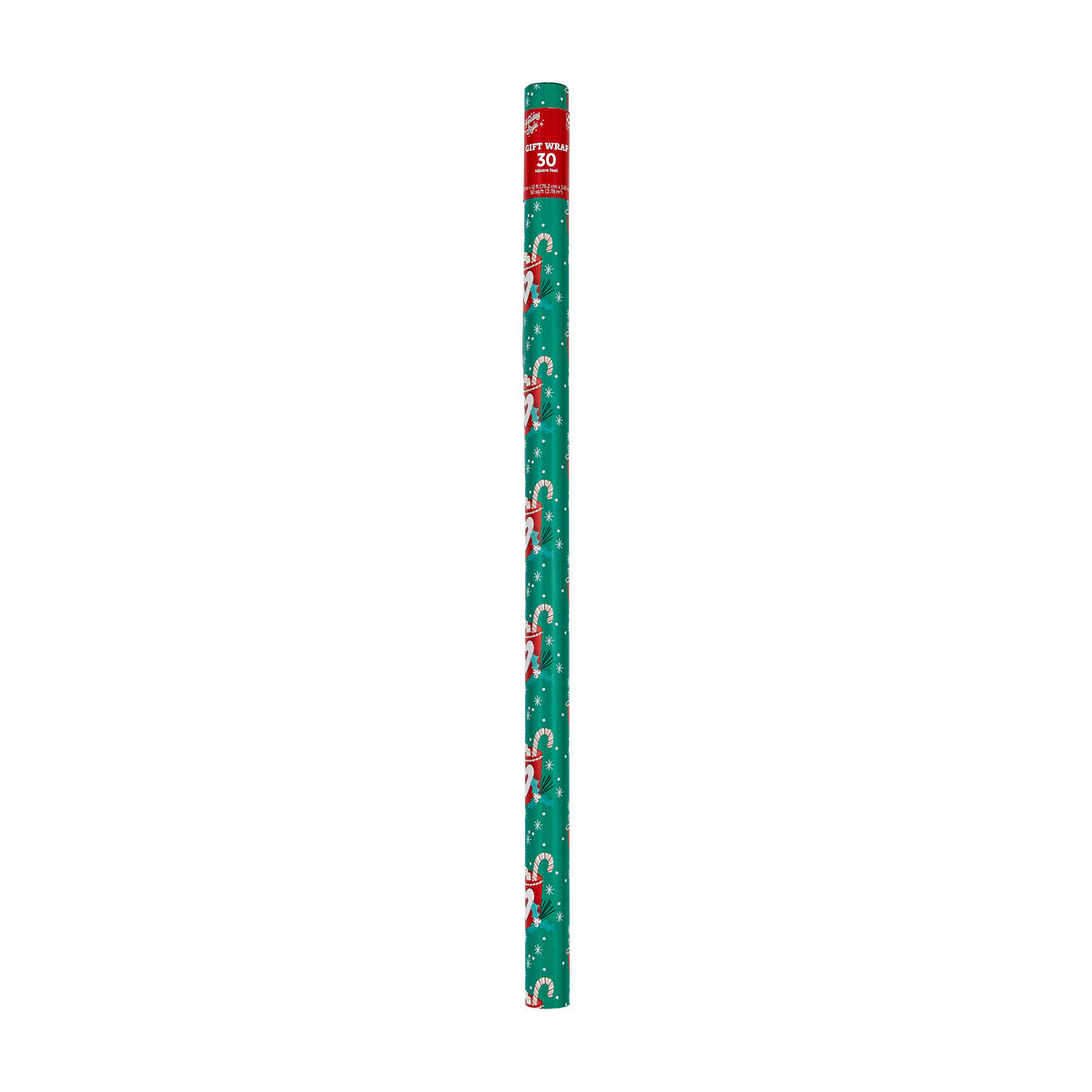 Holiday Style Christmas Green Stocking & Candy Cane Gift Wrap, 30 sq ft