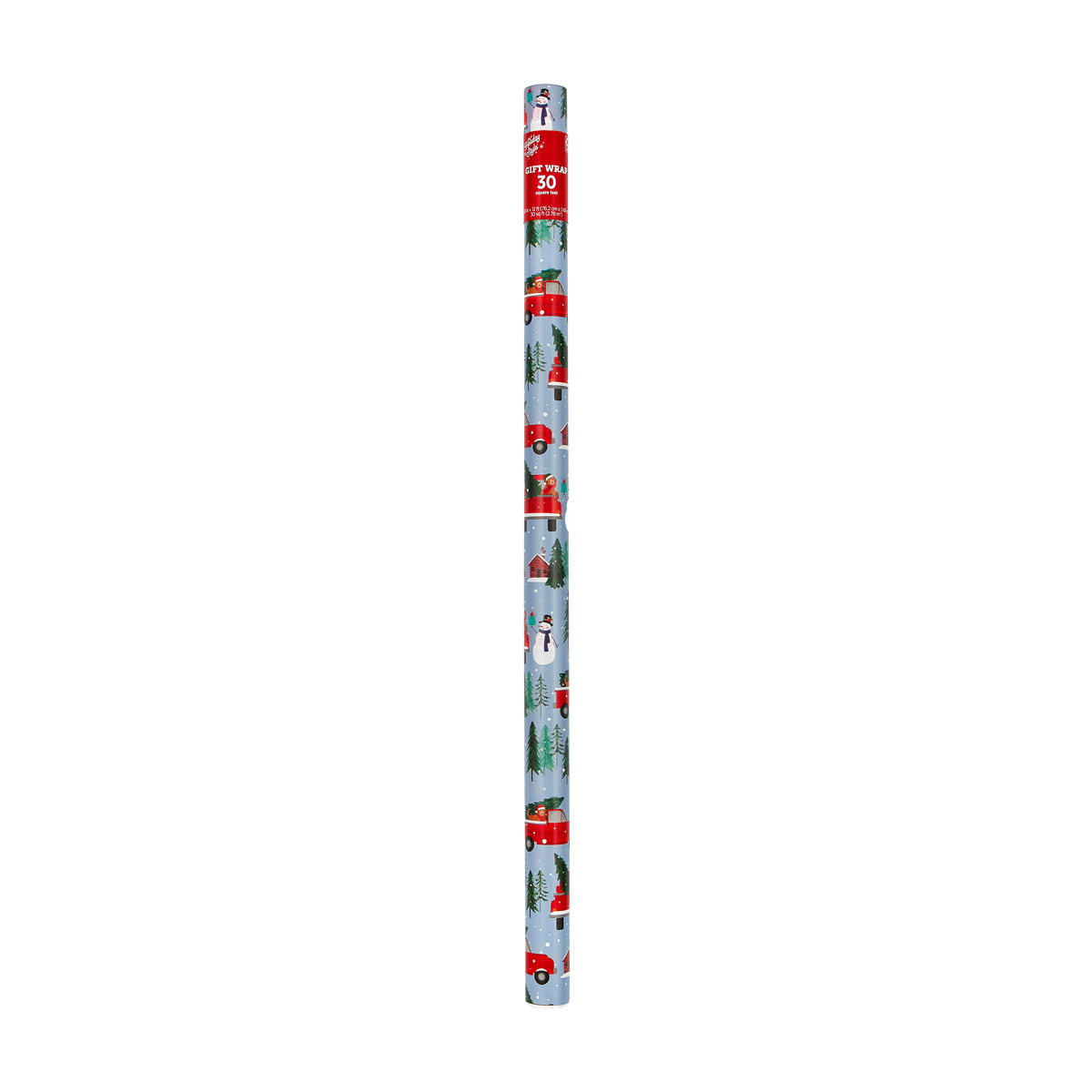 Holiday Style Christmas Red Truck & Snowman Gift Wrap, 30 sq ft