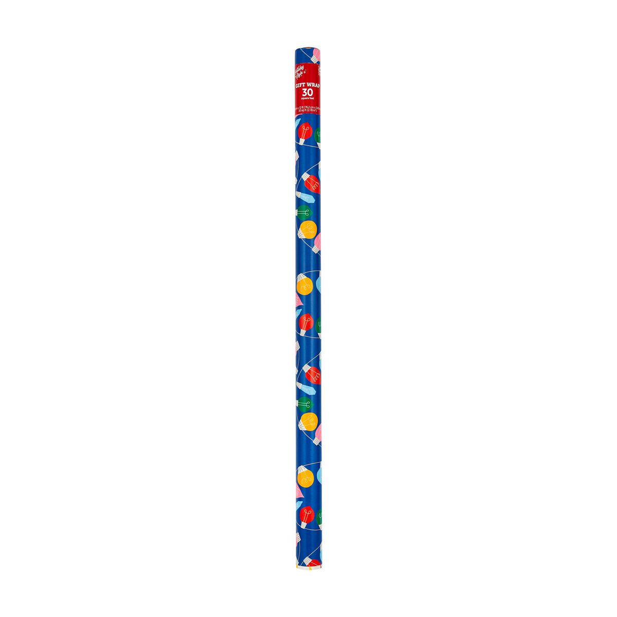 Holiday Style Christmas Blue String Lights Gift Wrap, 30 sq ft