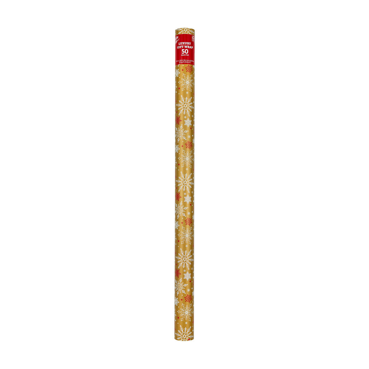Holiday Style Luxury Christmas Gold Snowflake Gift Wrap, 50 sq ft